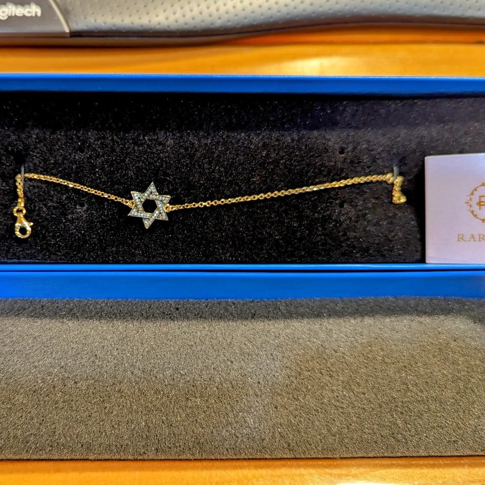 Gold Star of David Bracelet with Clear Stones - Women Accessories
